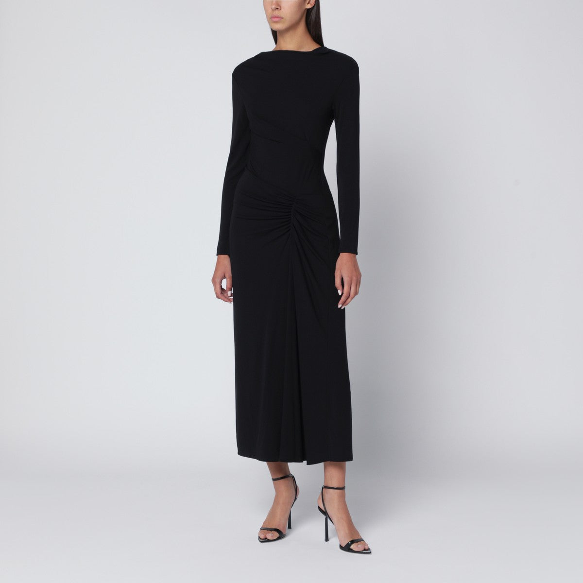 SIMKHAI Ferrera dress in black draped jersey SIMKHAI