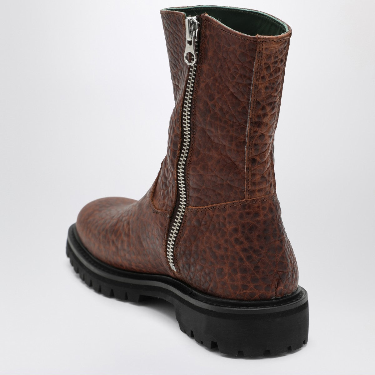 VINNY''s Brown moto boots with crocodile print VINNY''s