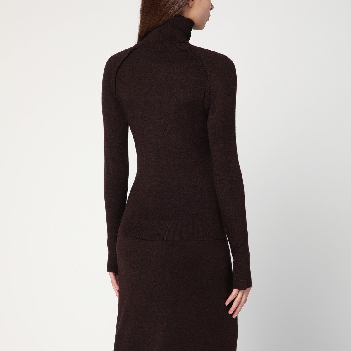 Victoria Beckham Brown turtleneck sweater in wool Victoria Beckham