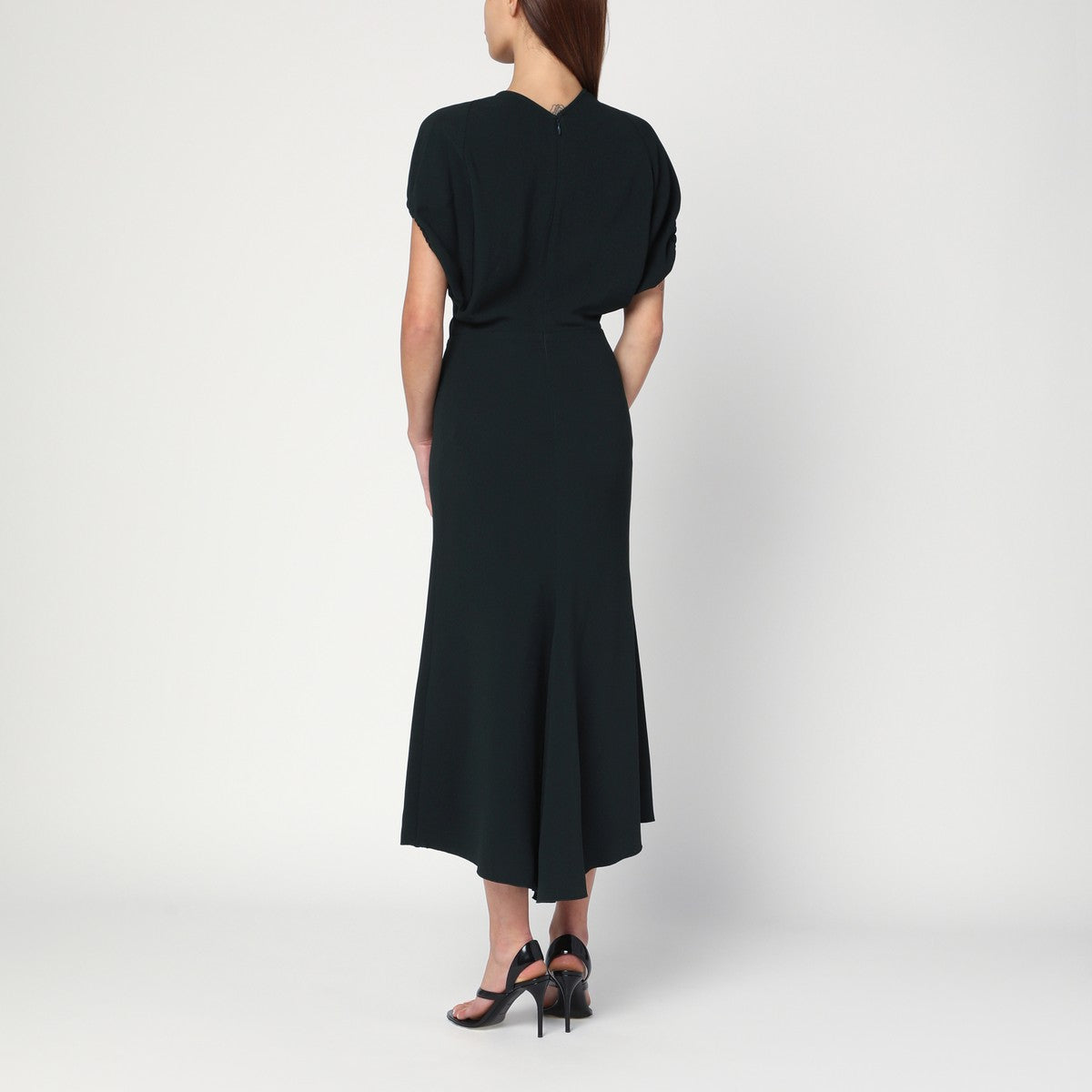 Victoria Beckham Dark green midi dress in satin Victoria Beckham