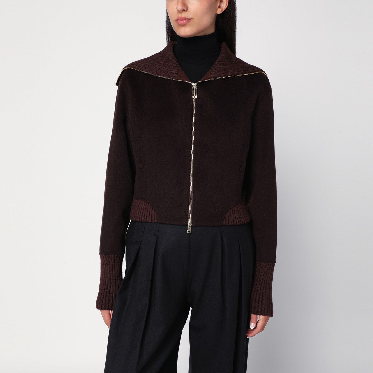 Victoria Beckham Brown zip-up cardigan Victoria Beckham