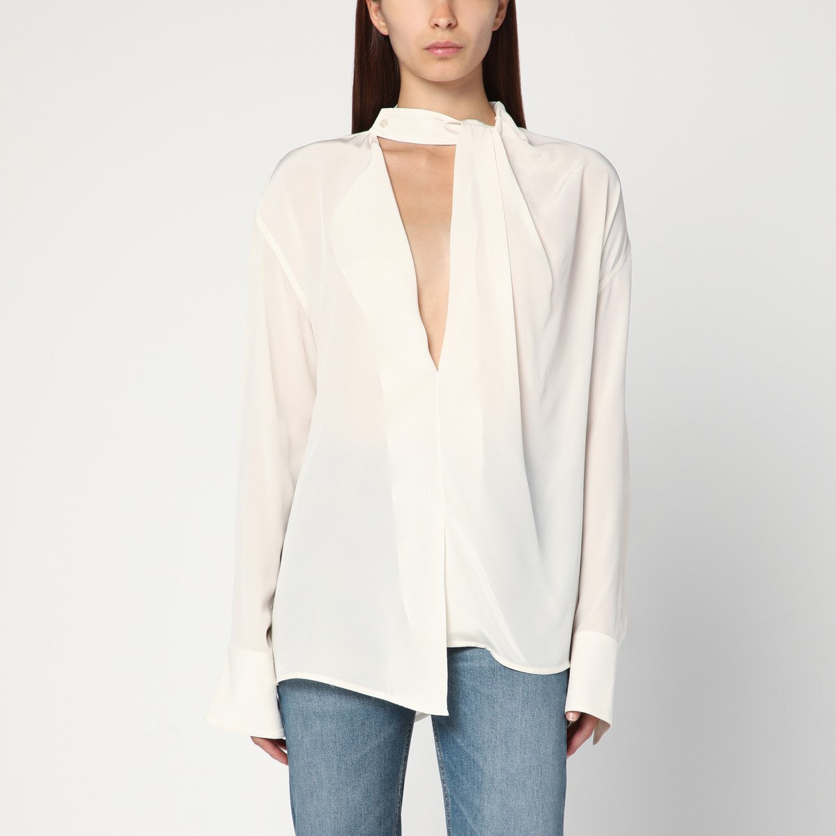 Victoria Beckham Ivory draped silk blouse Victoria Beckham