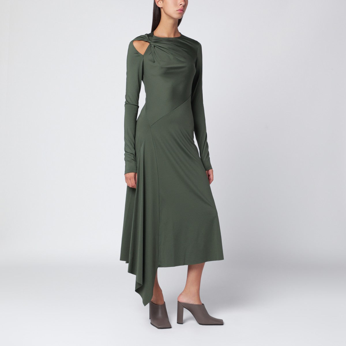 Victoria Beckham Midi dress in oregano green with interlace Victoria Beckham