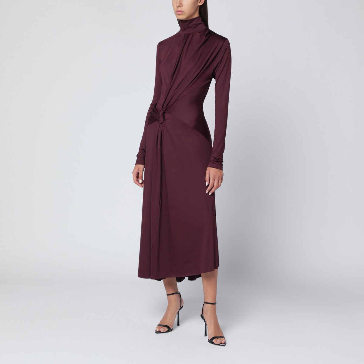 Victoria Beckham Midi dress in Bordeaux with knotted interlace Victoria Beckham