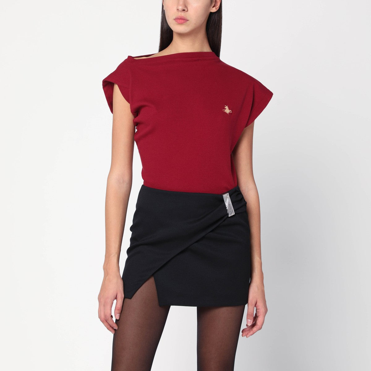 Vivienne Westwood Brick red asymmetrical T-shirt with Orb logo Vivienne Westwood