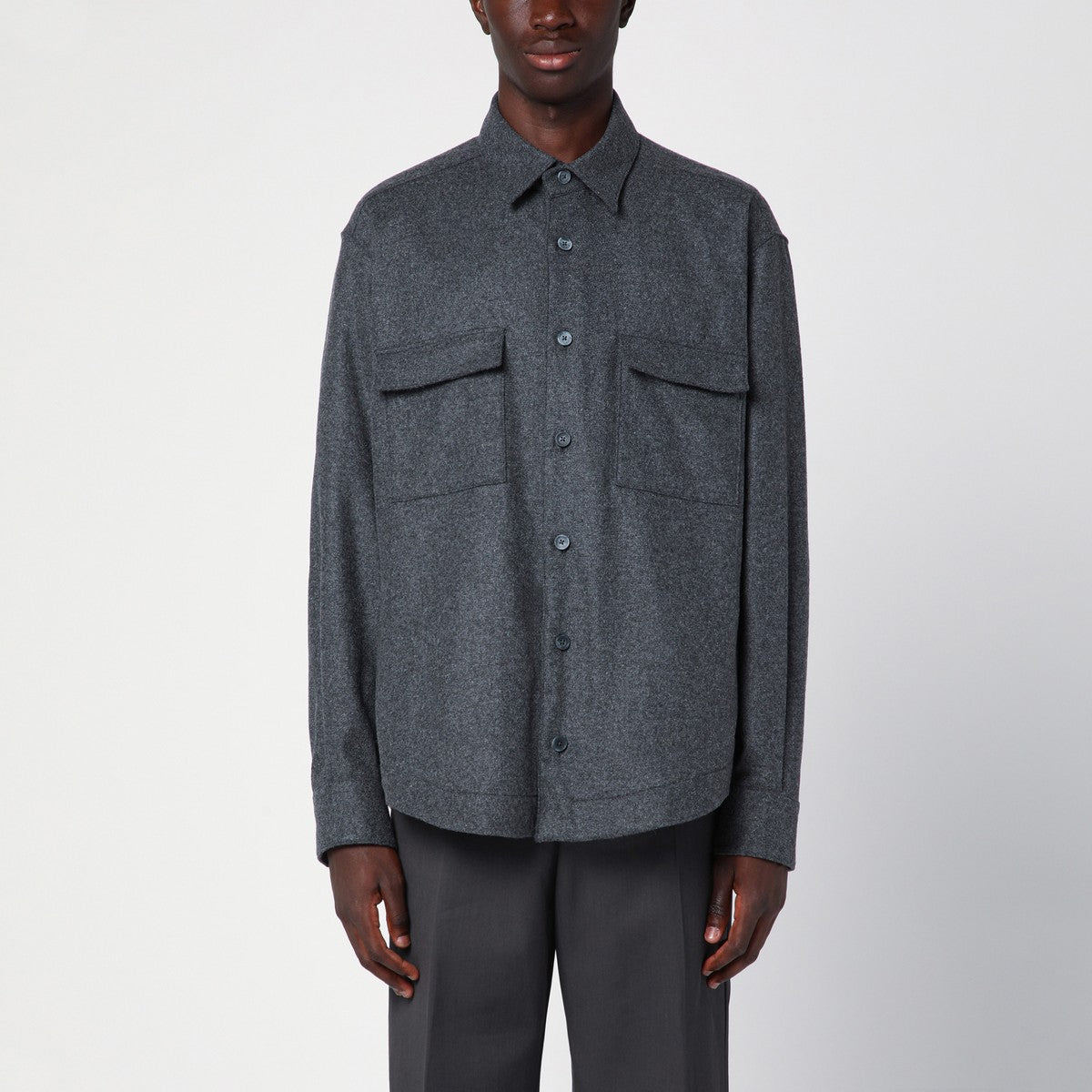 XACUS Grey wool blend overshirt XACUS