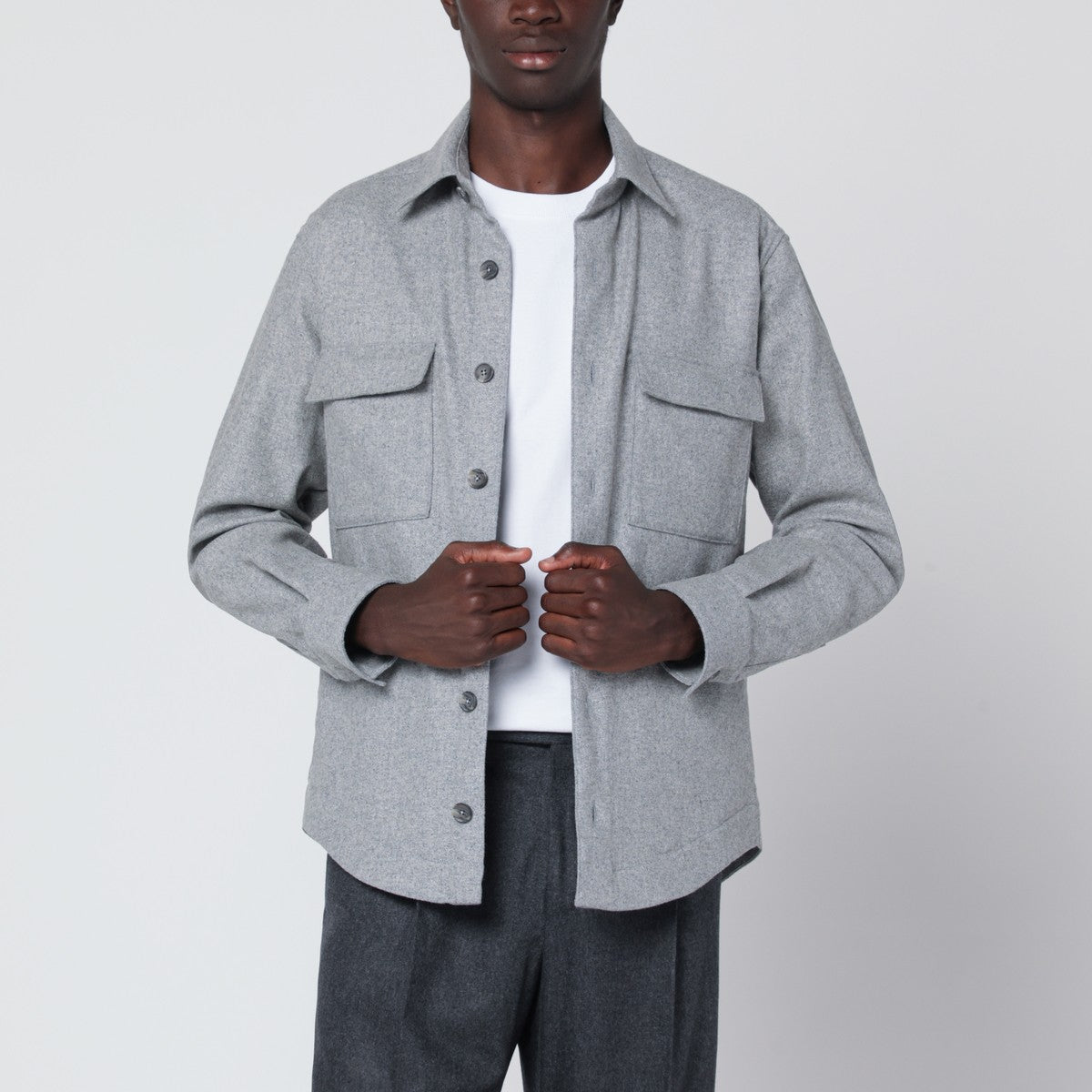 XACUS Gray overshirt jacket in wool blend XACUS