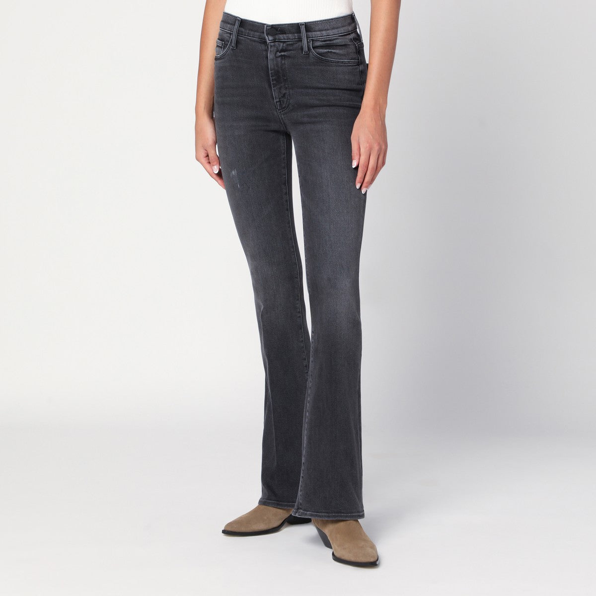 Mother The Weekender cropped jeans in grey Mother