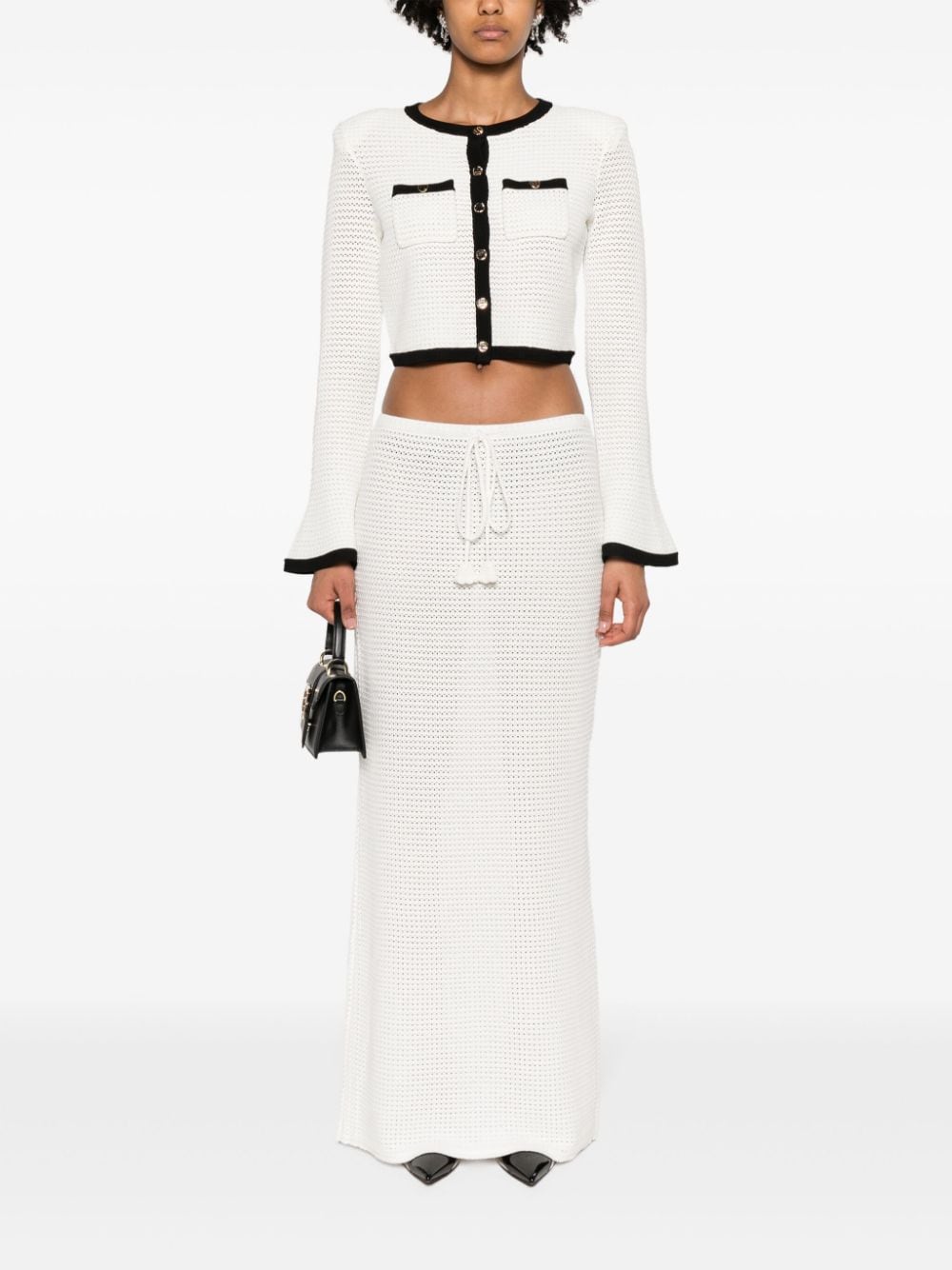 Self-Portrait Pointelle-knit cropped cardigan Self-Portrait