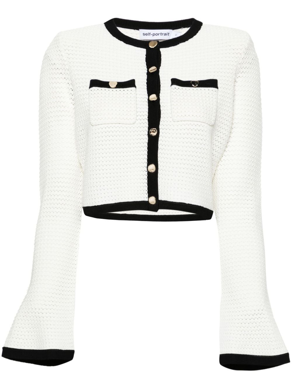 Self-Portrait Pointelle-knit cropped cardigan Self-Portrait