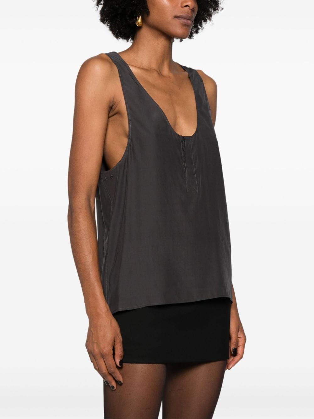 Saint Laurent Henley-neck silk tank top Saint Laurent