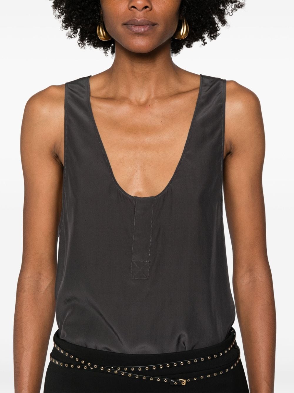 Saint Laurent Henley-neck silk tank top Saint Laurent