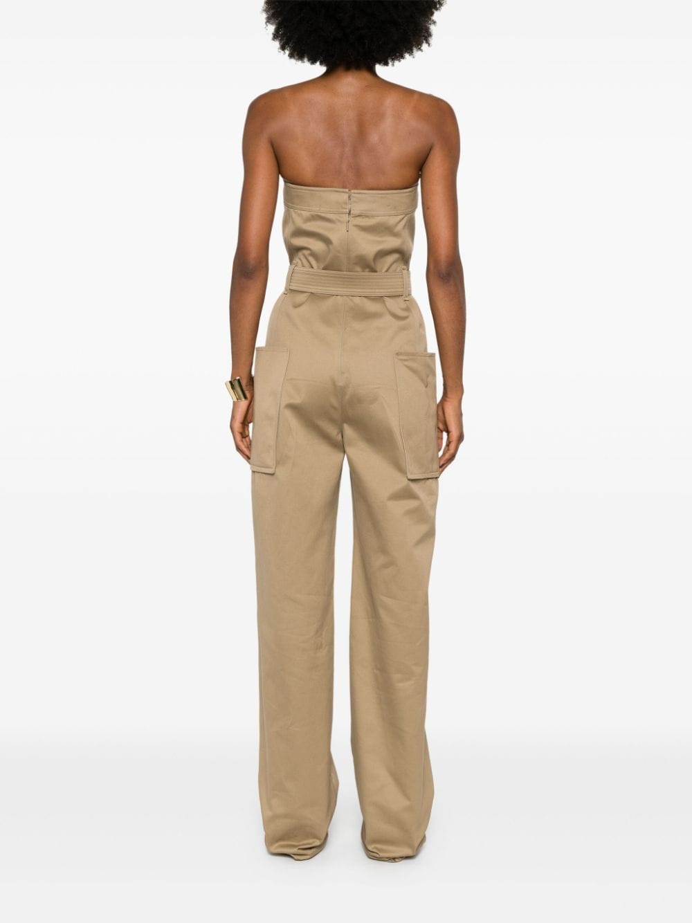 Saint Laurent strapless belted cotton jumpsuit Saint Laurent