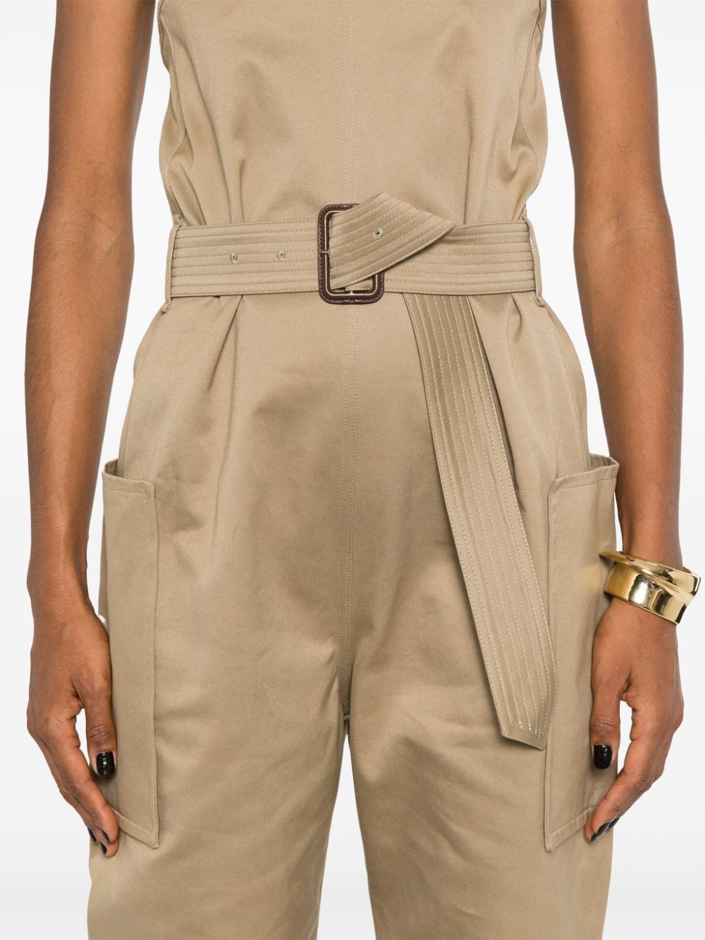 Saint Laurent strapless belted cotton jumpsuit Saint Laurent