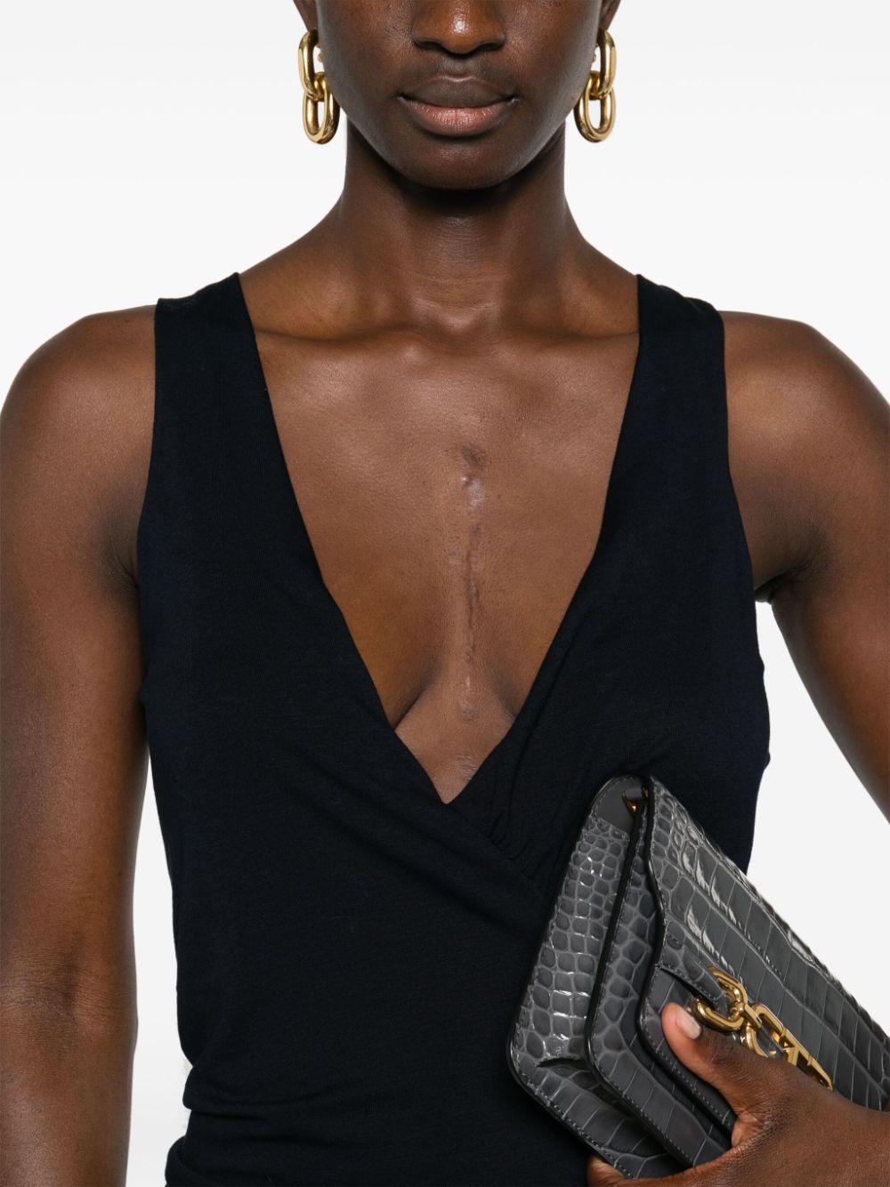 Saint Laurent ruched V-neck mini dress Saint Laurent