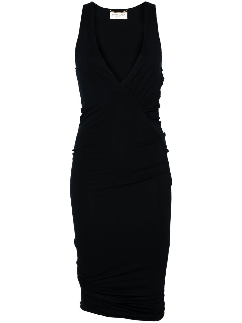 Saint Laurent ruched V-neck mini dress Saint Laurent