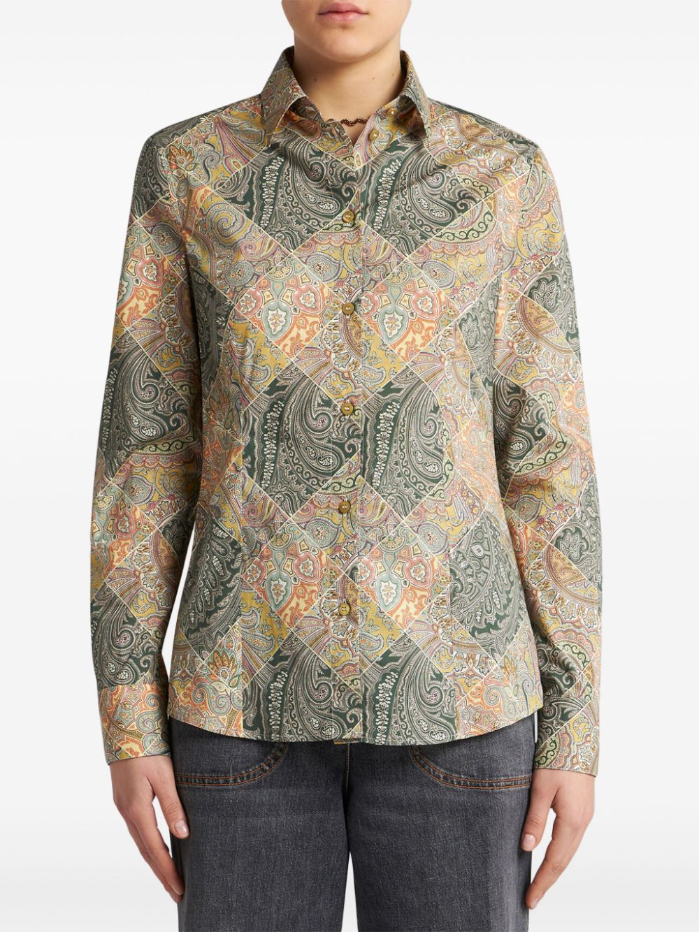 Etro Patchwork-print poplin shirt Etro