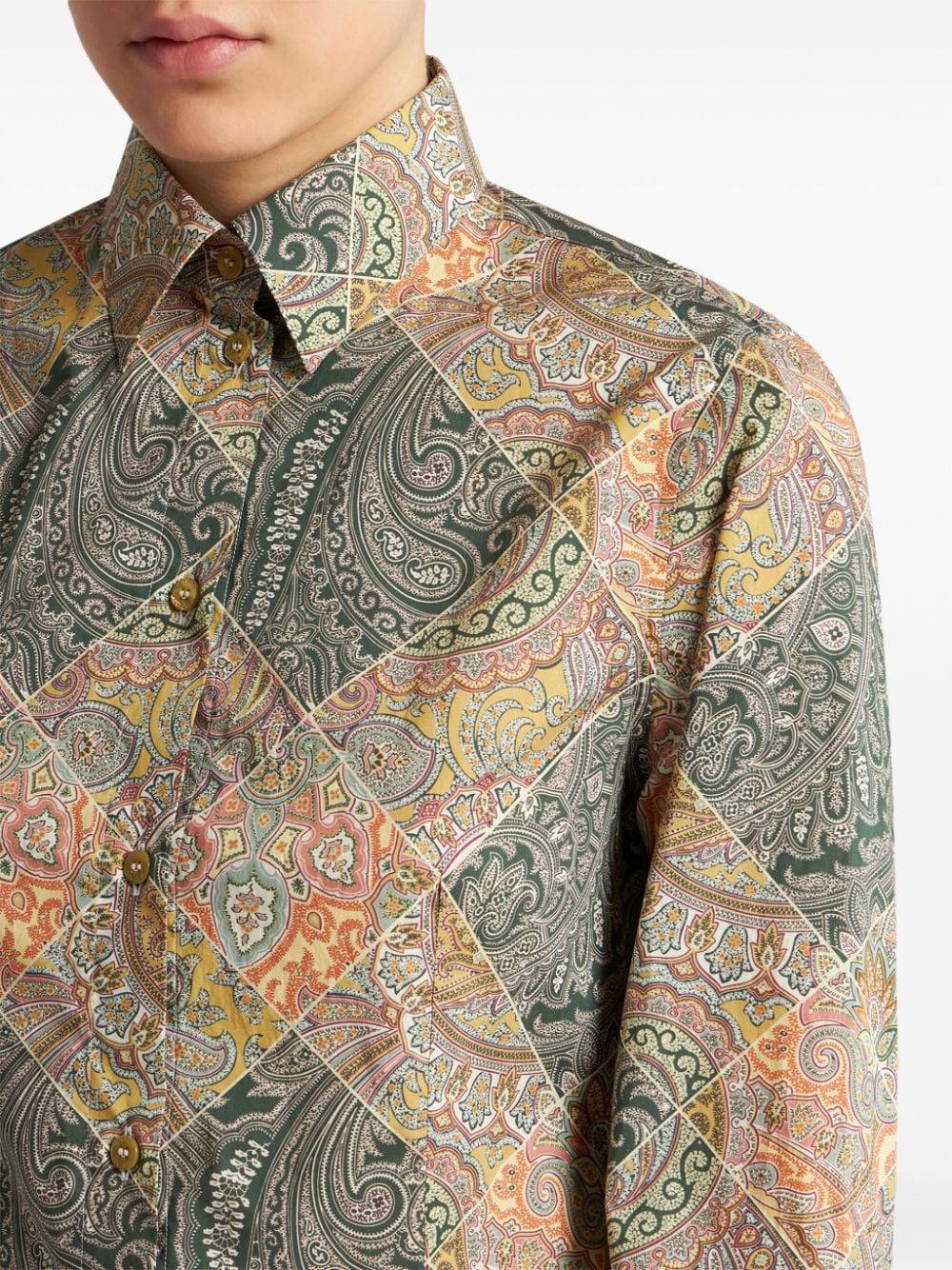 Etro Patchwork-print poplin shirt Etro