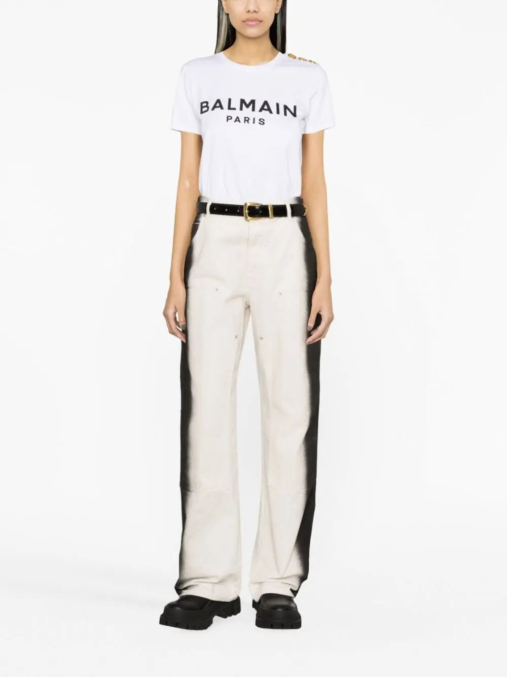 Balmain Logo Print Cotton T-shirt Balmain