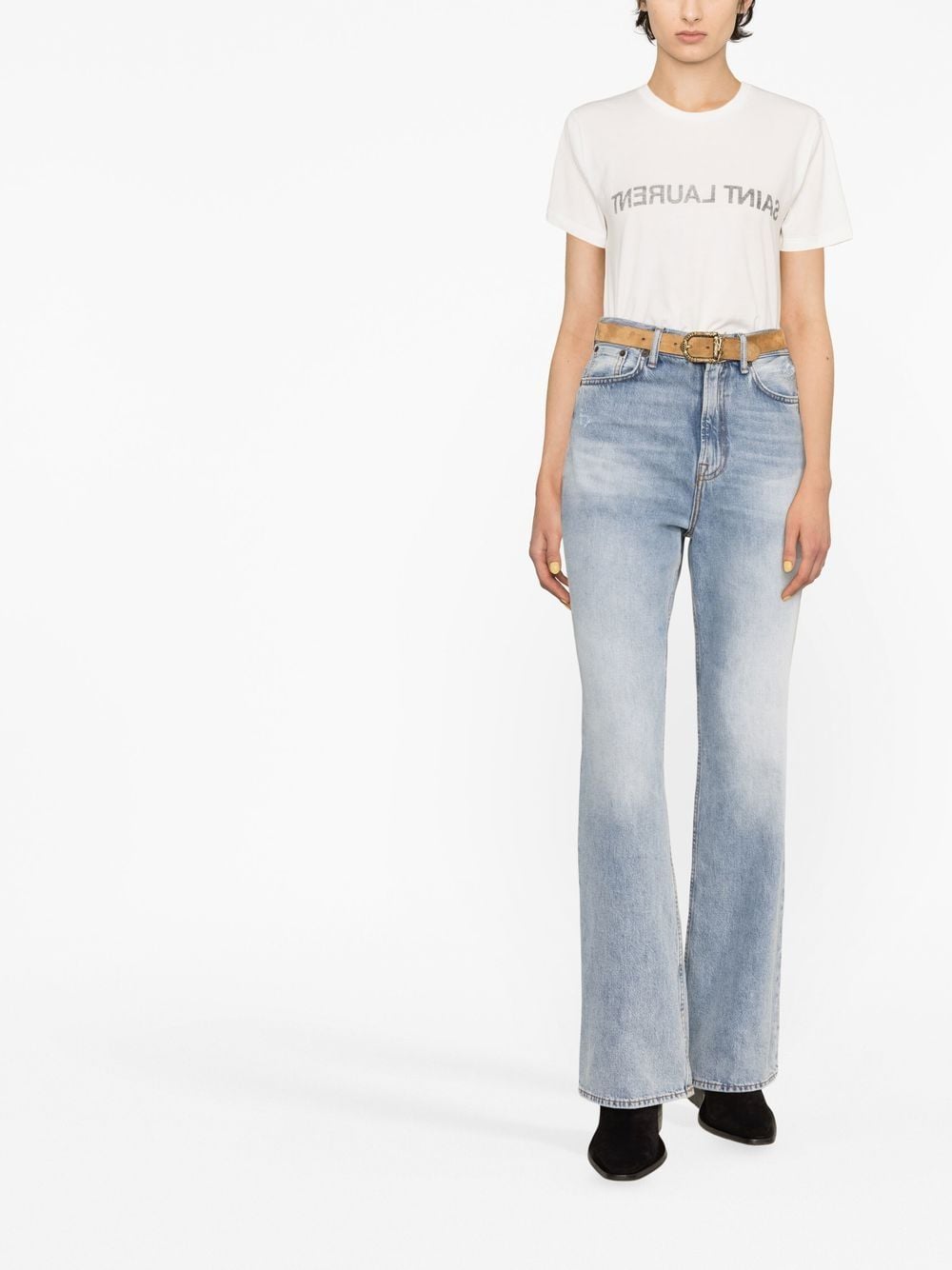 Saint Laurent Reverse Logo Print T-shirt Saint Laurent