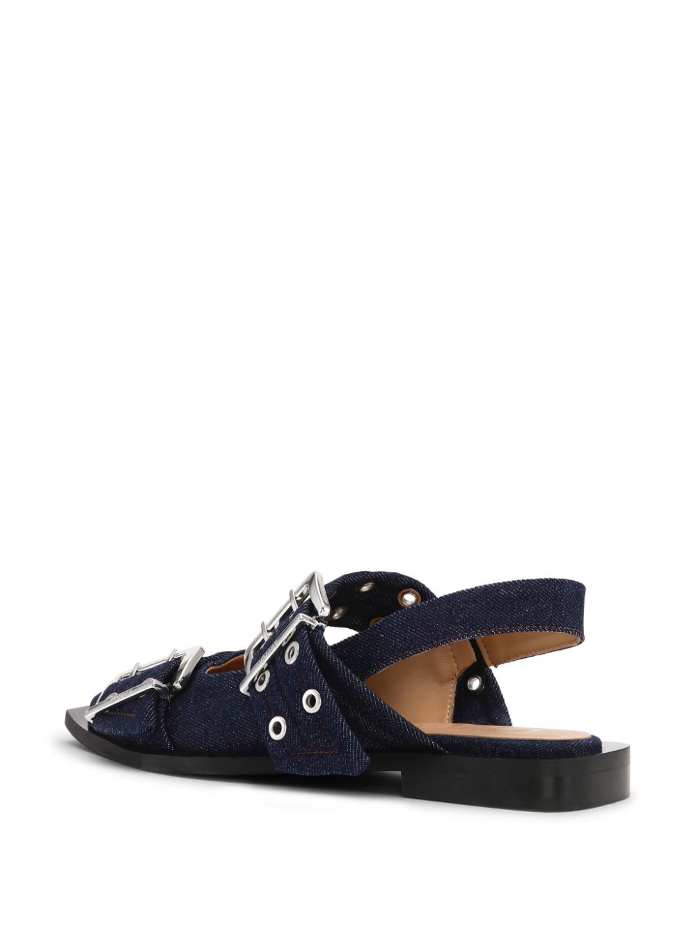 Ganni Denim Feminine Buckle Ballerinas Ganni