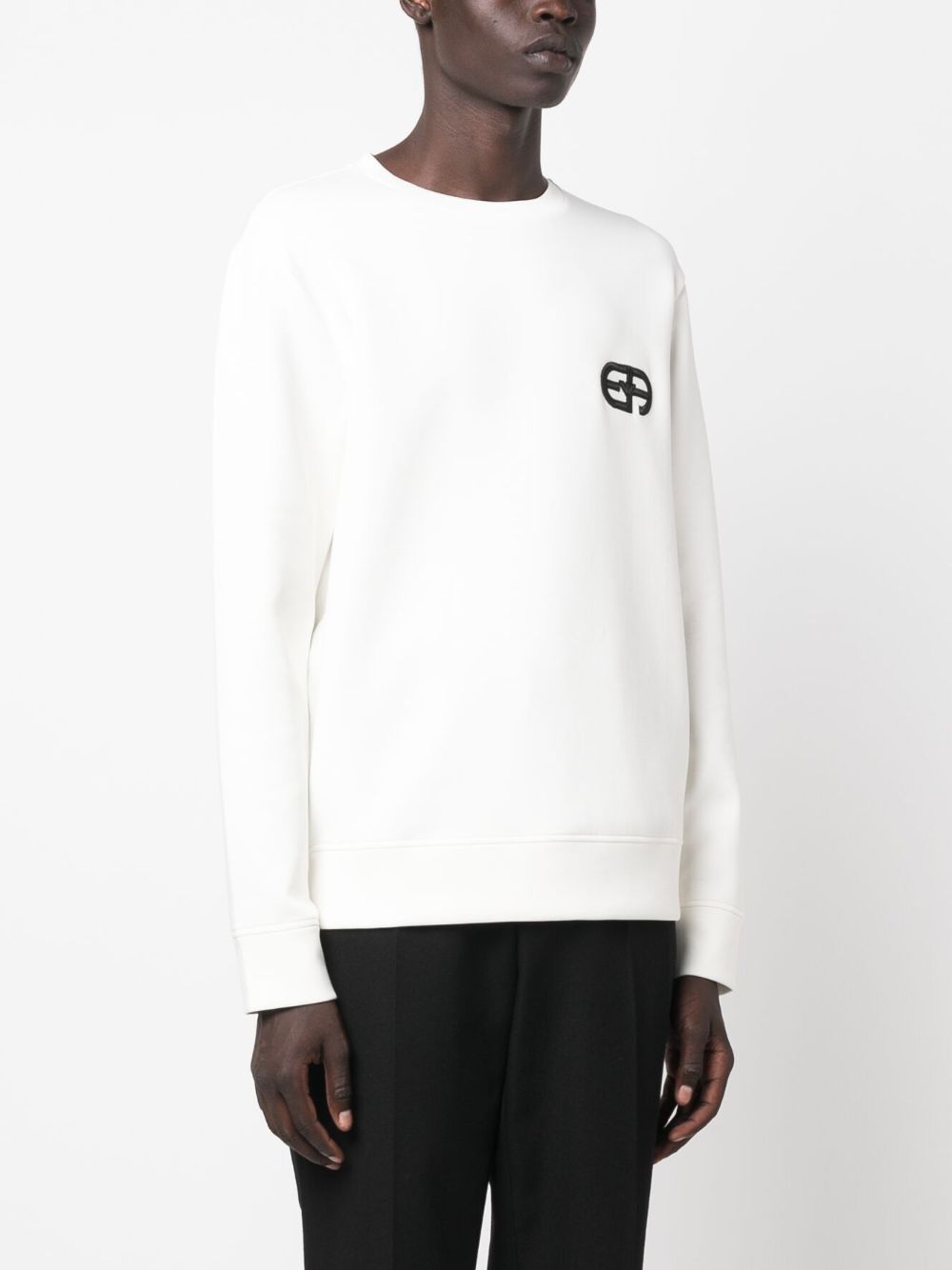 Emporio Armani Double-jersey sweatshirt with embossed embroidered EA logo Emporio Armani