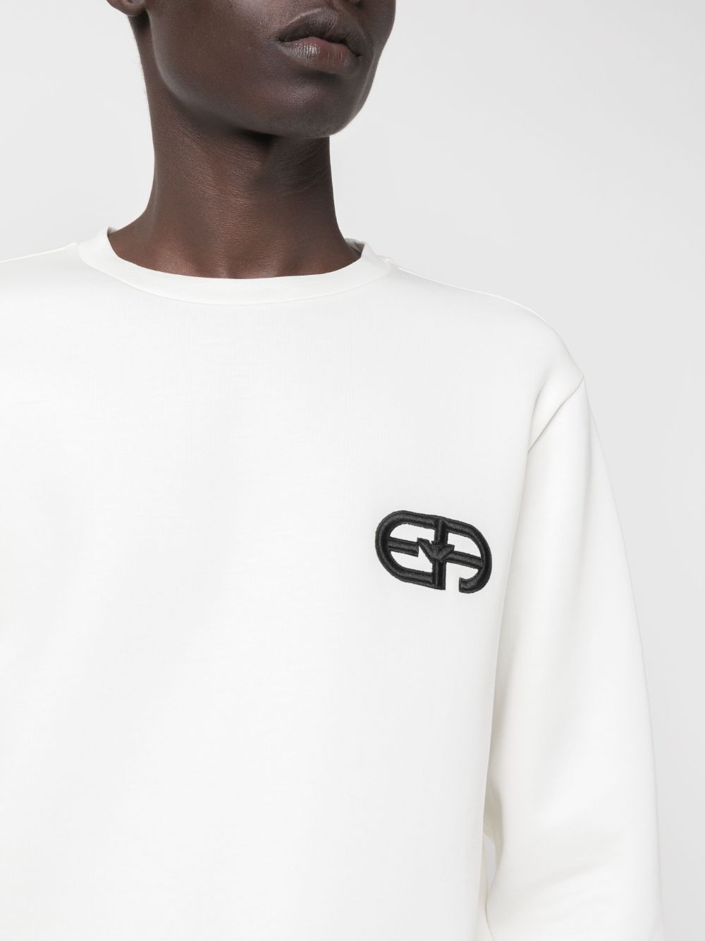 Emporio Armani Double-jersey sweatshirt with embossed embroidered EA logo Emporio Armani
