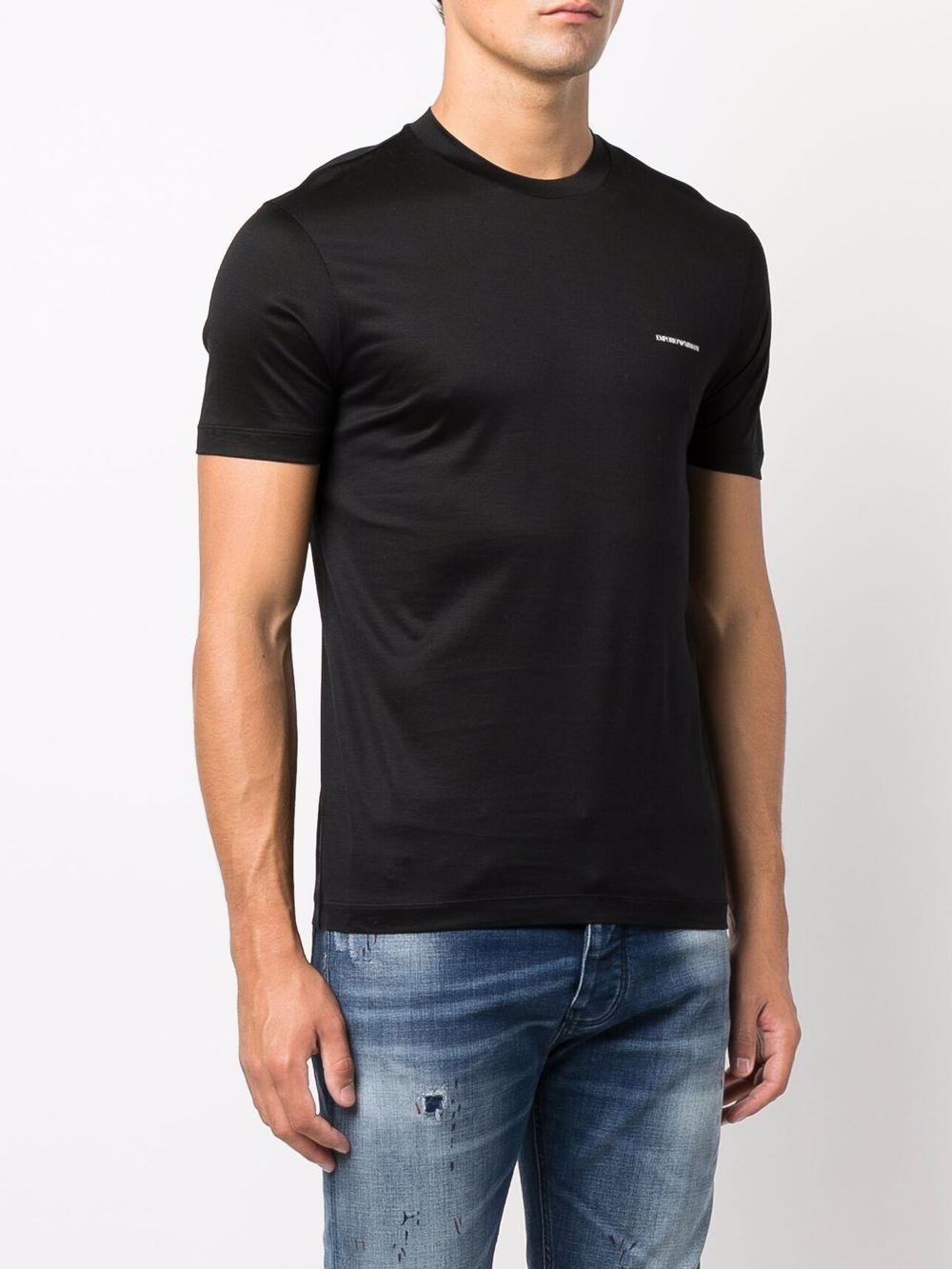 Emporio Armani ASV Lyocell blend jersey T-shirt with micro logo lettering Emporio Armani