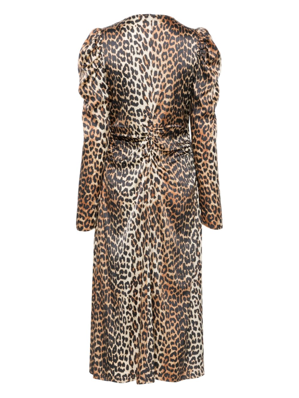 Ganni leopard-print Ruched Midi Dress Ganni