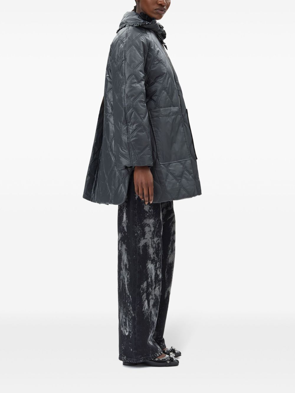 Ganni Shiny Quilt Midi Jacket - Gallerias