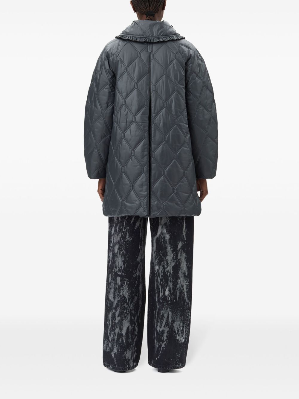 Ganni Shiny Quilt Midi Jacket - Gallerias
