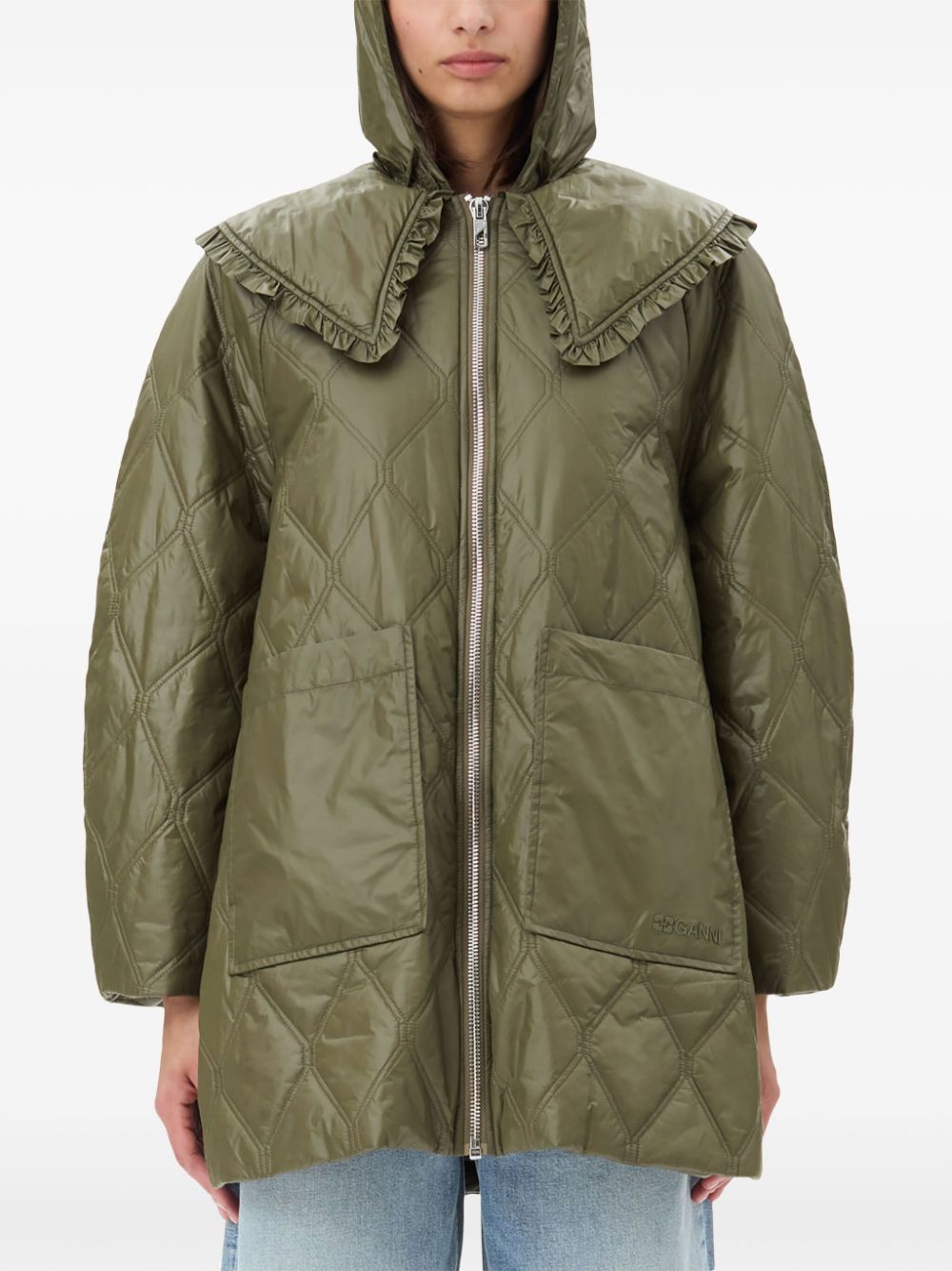 Ganni Shiny Quilt Midi Jacket Ganni