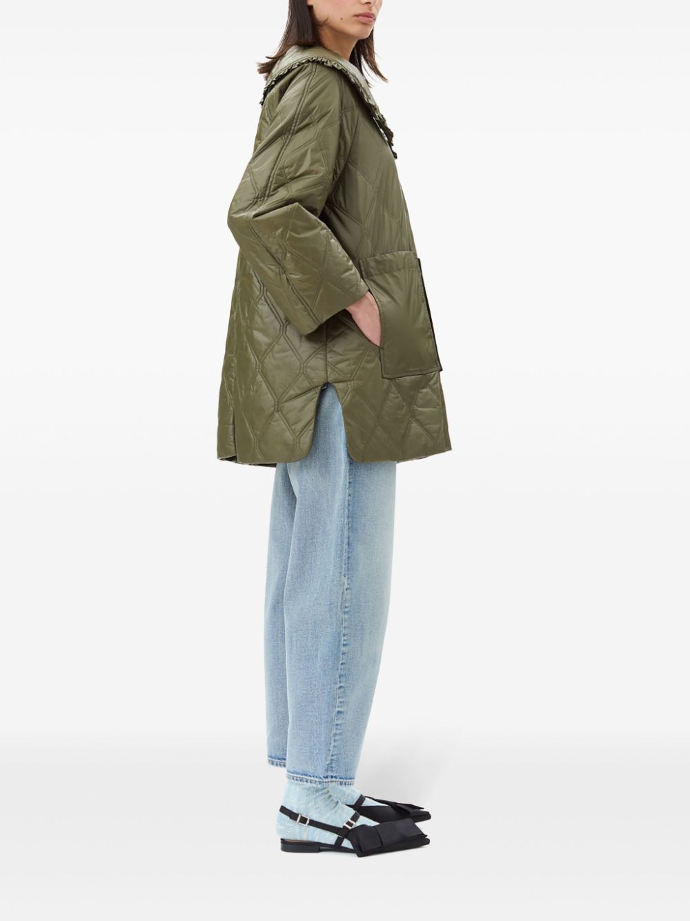 Ganni Shiny Quilt Midi Jacket Ganni