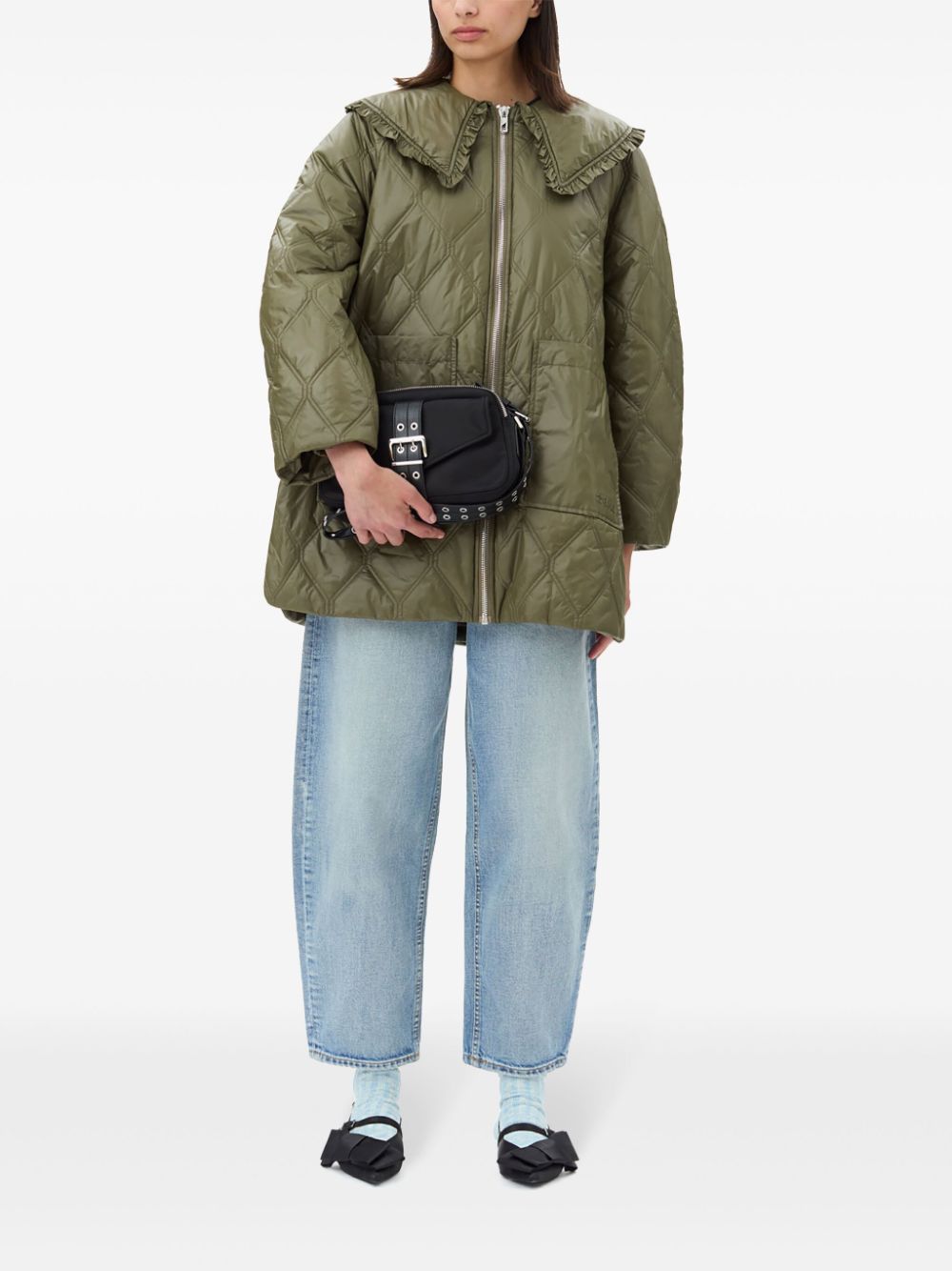 Ganni Shiny Quilt Midi Jacket Ganni