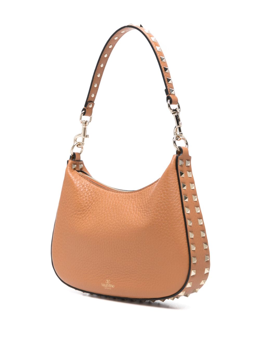 Valentino Garavani Rockstud Hobo In Pomegranate Calfskin Valentino Garavani