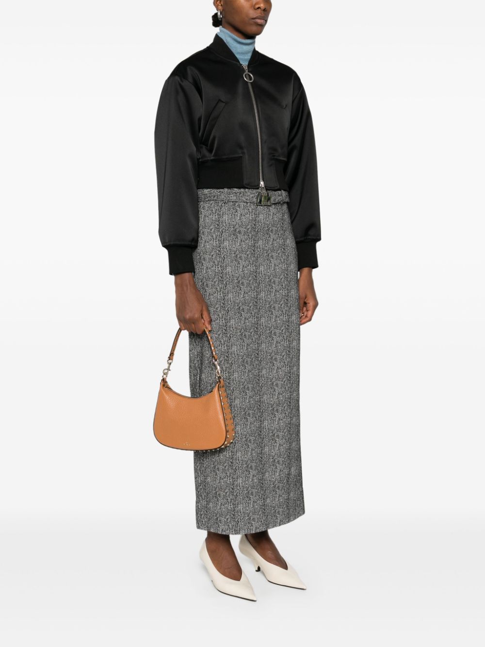 Valentino Garavani Rockstud Hobo In Pomegranate Calfskin Valentino Garavani