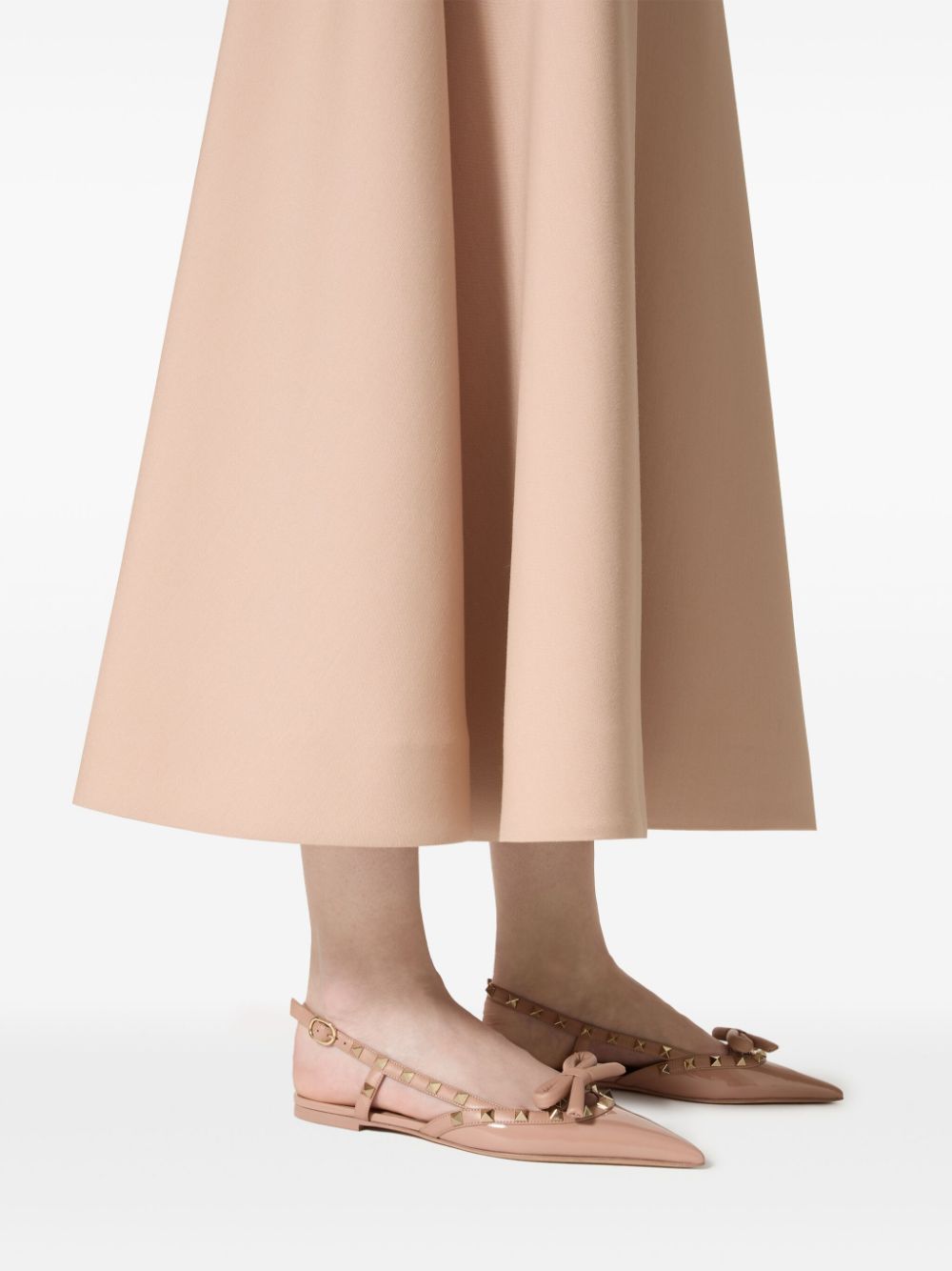 Valentino Garavani Rockstud Bow Slingback Ballerina In Patent Leather Valentino Garavani