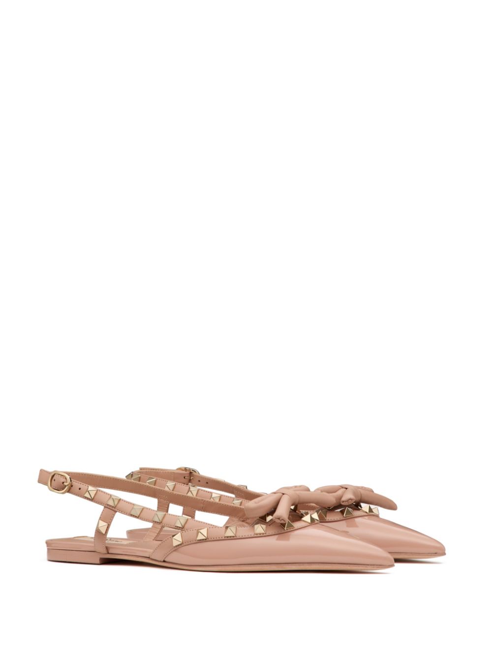 Valentino Garavani Rockstud Bow Slingback Ballerina In Patent Leather Valentino Garavani