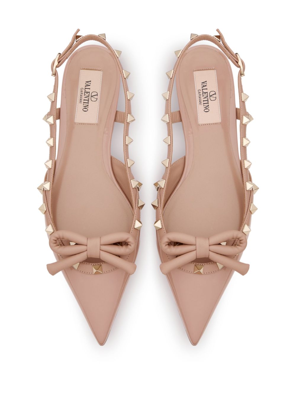 Valentino Garavani Rockstud Bow Slingback Ballerina In Patent Leather Valentino Garavani