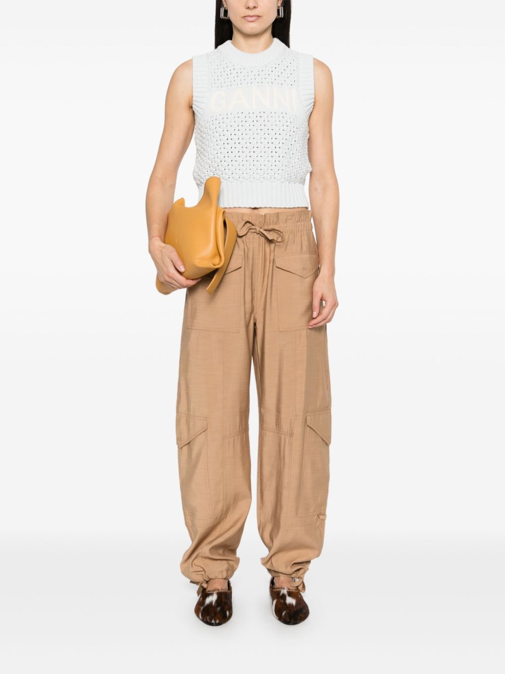 Ganni Openwork cotton vest Ganni