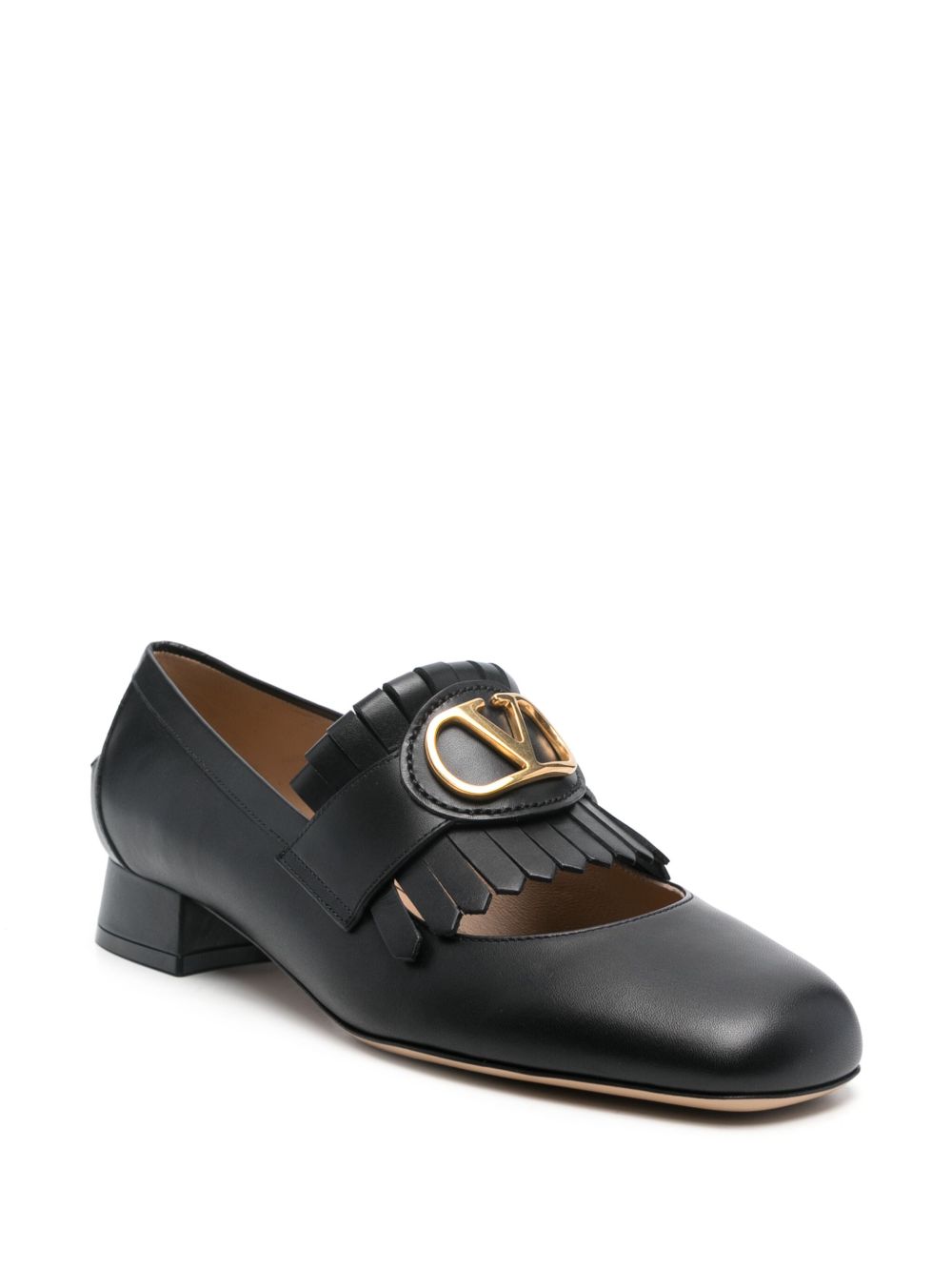 Valentino Garavani Vlogo Signature Calfskin Fringe Sabot Moccasin 25mm Valentino Garavani