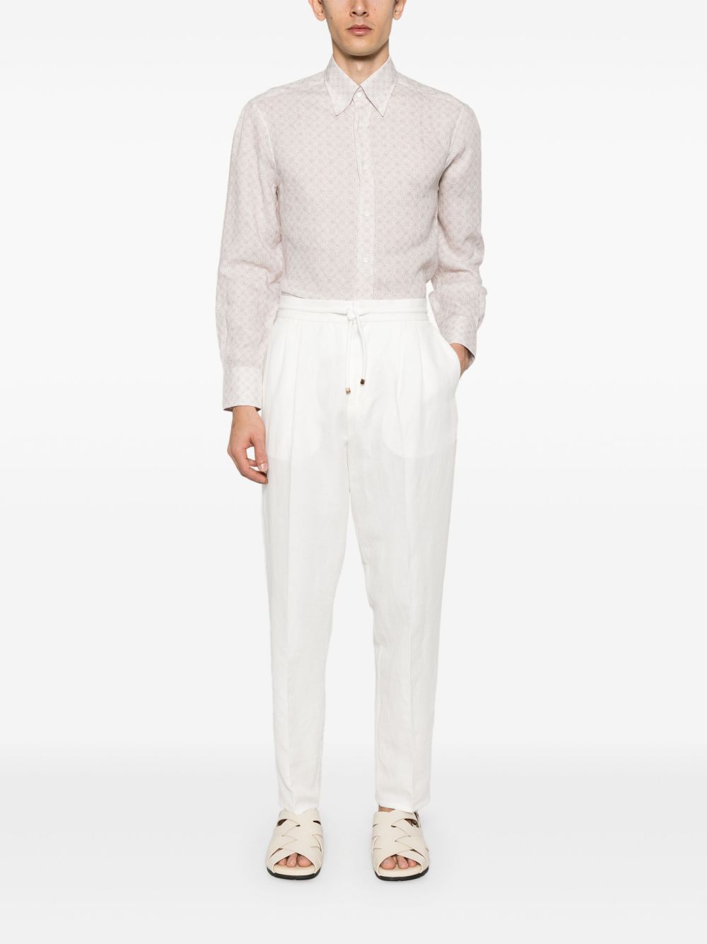 Brunello Cucinelli linen blend drawstring trousers Brunello Cucinelli