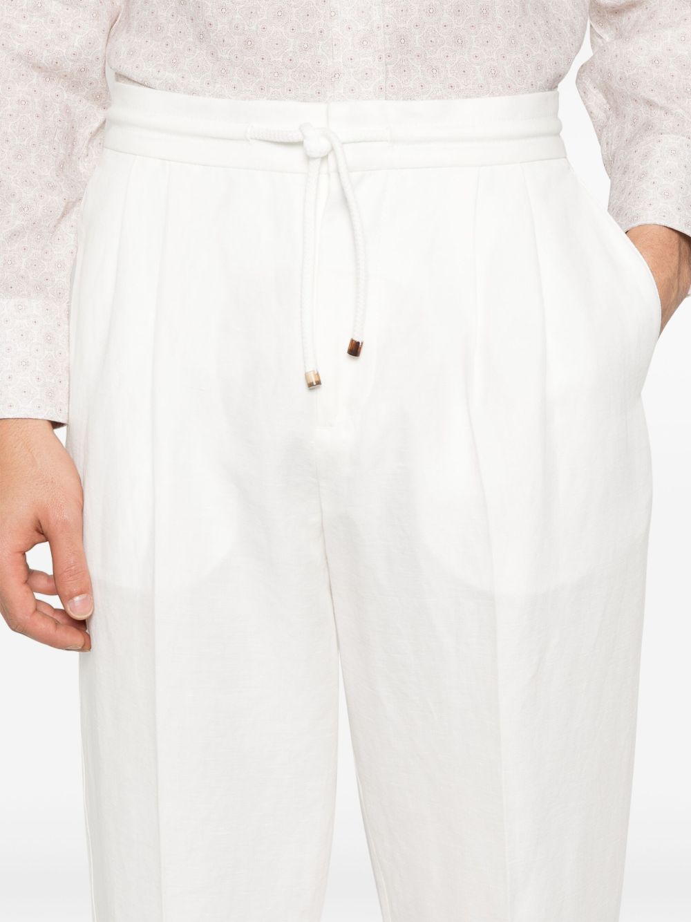 Brunello Cucinelli linen blend drawstring trousers Brunello Cucinelli