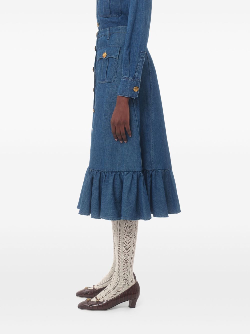 Valentino Denim Midi Skirt Valentino