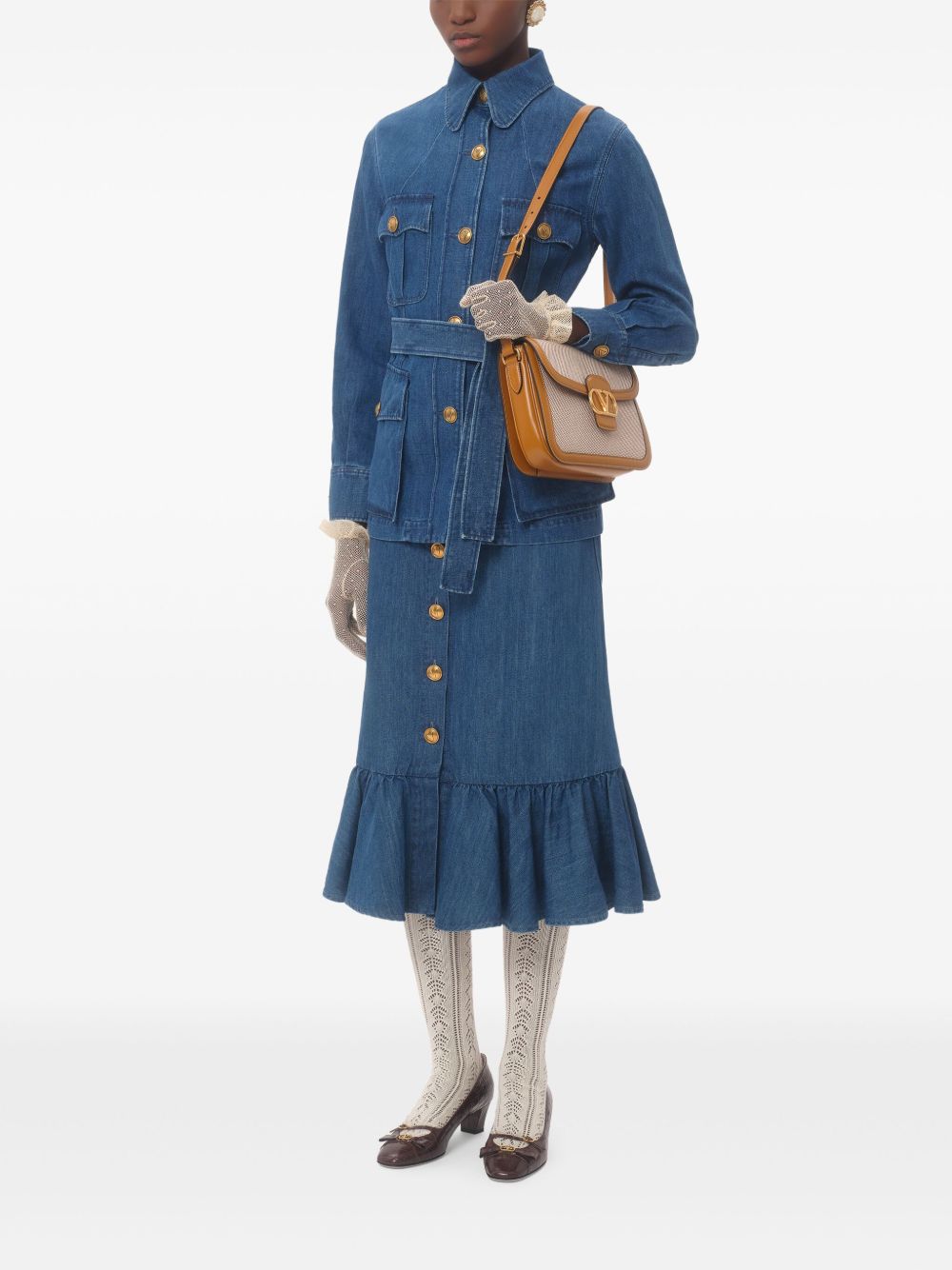 Valentino Denim Midi Skirt Valentino