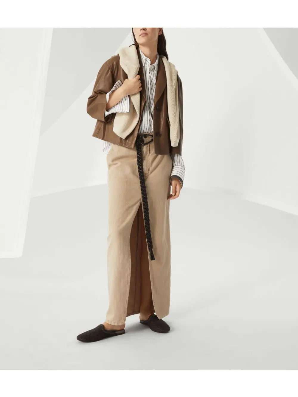 Brunello Cucinelli cotton english rib sweater with shiny detail Brunello Cucinelli