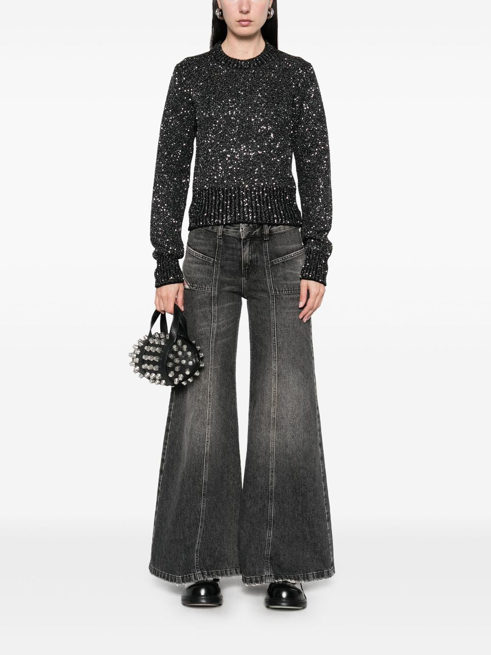 Golden Goose wool blend cropped sweater with all-over sequins Golden Goose