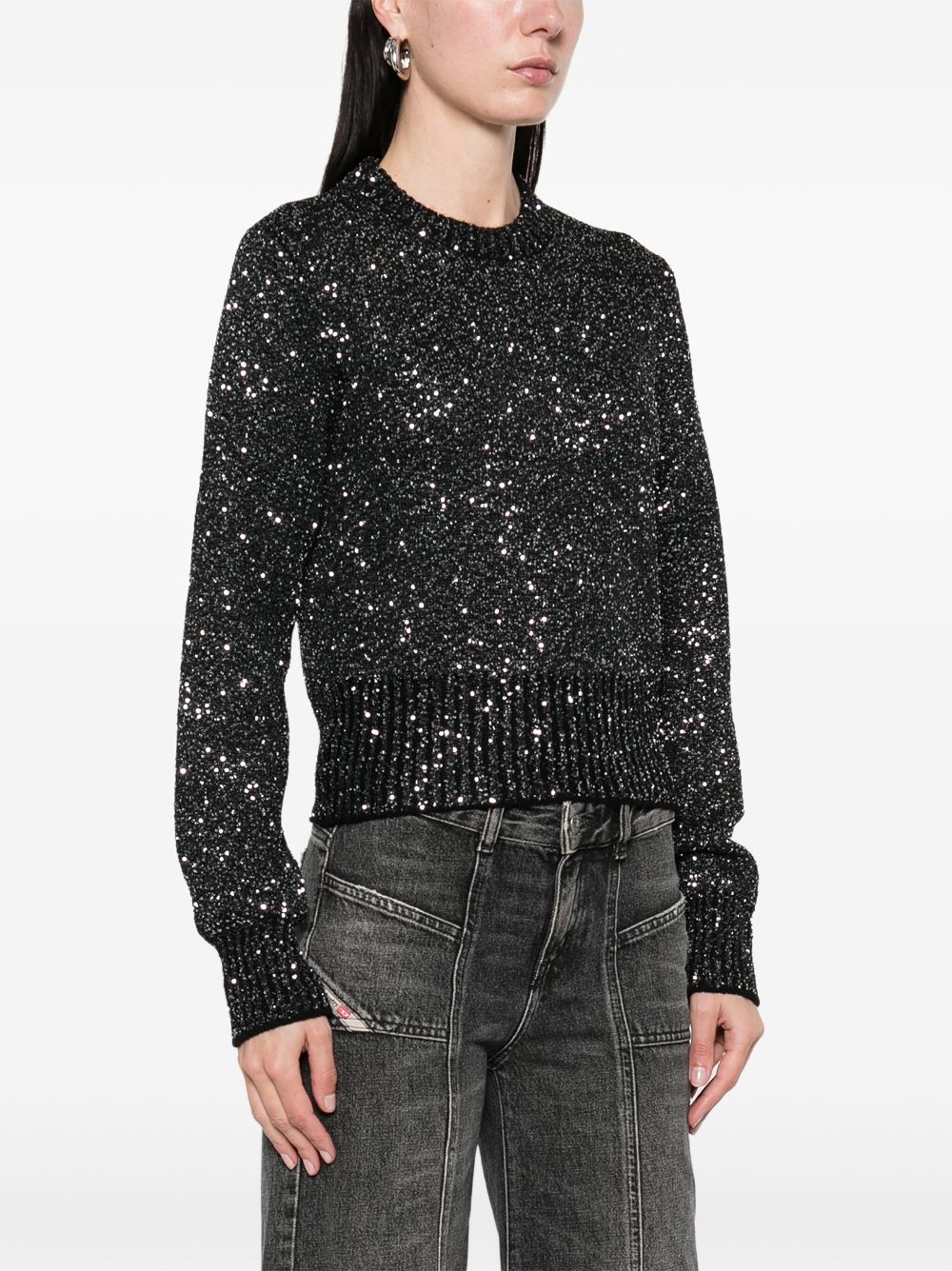 Golden Goose wool blend cropped sweater with all-over sequins Golden Goose