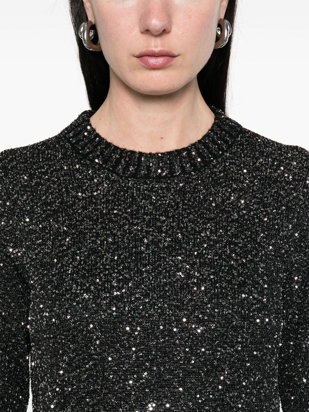 Golden Goose wool blend cropped sweater with all-over sequins Golden Goose