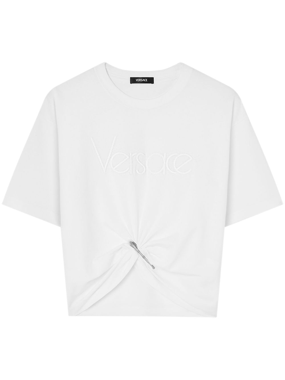 Versace logo-embroidered T-shirt in white Versace